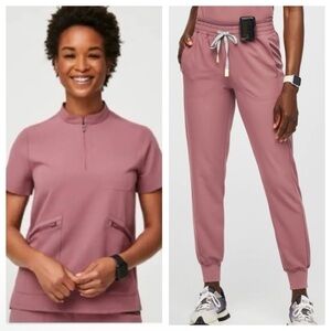 Figs Mauve Scrub Set Limited Edition Nata Top OG High Waist Zamora Jogger Pants